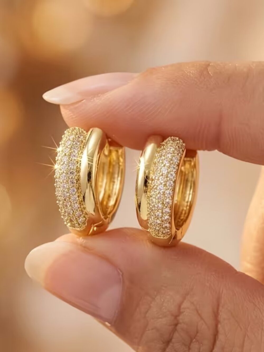 18K Gold Womens Small 2ct Diamond Hoop Earrings Ladies New 18 K Silver Jewelry